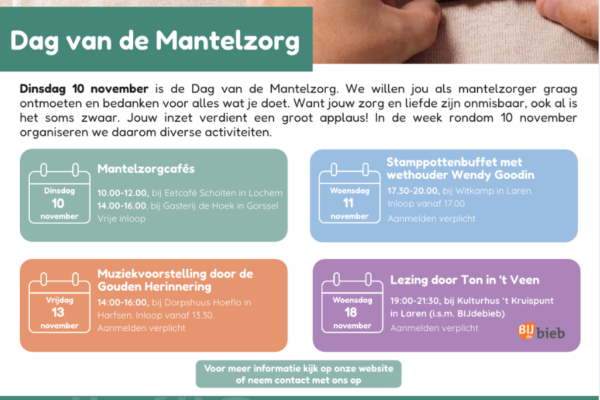 Dag van de Mantelzorg: activiteiten voor mantelzorgers in gemeente Lochem